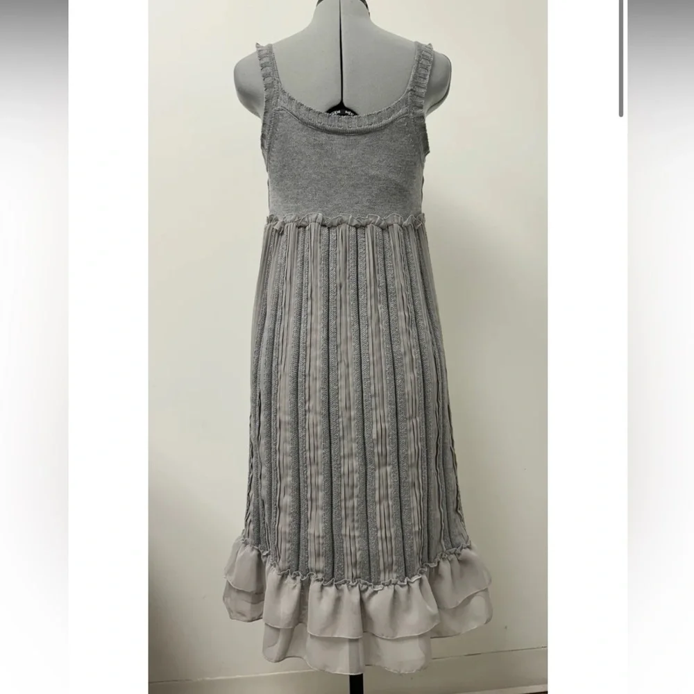 NWT Calvin Klein Sz S Y2K Knit Empire Tiered Chiffon Ruffle Midi Slip Dress - Picture 4 of 12